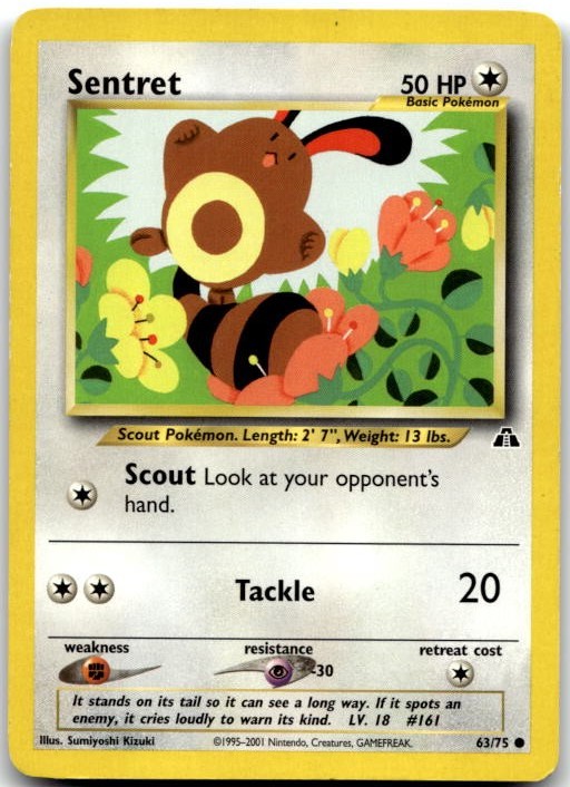 Sentret 63/75 Common Neo Discovery Pokemon Unlimited Lightly Played