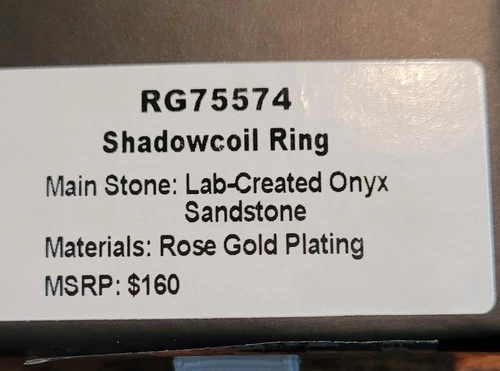Bomb Party Obsidia Shadowcoil Ring LB Created Onyx Sandstone Rose Gold Pl Sz 7 image 2
