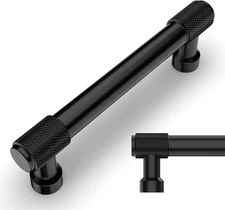 10 Pack Matte Black Knurled Cabinet Pulls 3 Inch(76Mm) Hole Center Kitchen Cabin