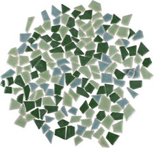 Mosaic Tiles for Crafts - Unique Green Ceramic DIY Tiles 200g Pack for Home Deco