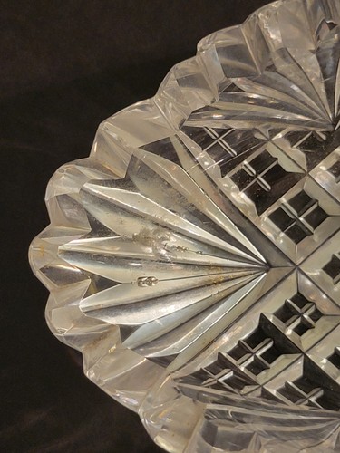 Antique- AMERICAN BRILLIANT Cut Glass Celery Tray, Pineapple & Fan, Rolled Edges - Picture 17 of 18