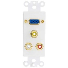 Decora Wall Plate Insert, White, VGA Coupler and 3 RCA Couplers Red/White/Yellow