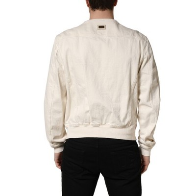 DOLCE & GABBANA Jacket Off White Cotton FullZip Denim Blouson IT50