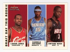2003 LeBron James Carmelo Anthony Dwyane Wade Fleer Tradition Draft Day RC /375