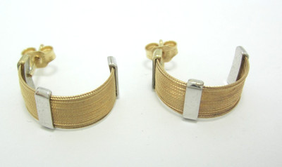 ATEMBERAUBENDE 14K BICOLOR GOLD FLEXIBLE DRAHT (1/2'') OHRRINGE 3,5G