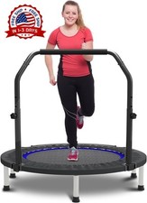 Mini trampol n de 40" para adultos y ni os con barra ajustable Azul NUEVO US