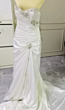 Vintage Wedding Dress Beaded Embroidery Strapless Ivory Lace Fit MORILEE Size 8