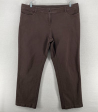 EILEEN FISHER Pants XL Stretch Organic Cotton 5 Pocket Chino Tapered Brown