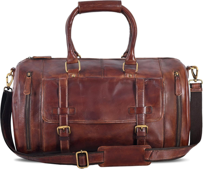 #ad Genuine Leather Duffle Bag for Men Vintage Weekender Travel Bag Overnight Ca $166.99