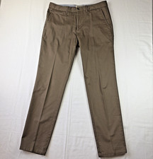 Perk Men's Slim Fit Stretch Chino Pants Size 36x34 Dark Khaki Flat Front Twill