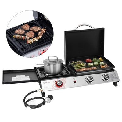 #ad Royal Gourmet 3 in 1 Portable Gas Griddle with Side Burner and Lid for Outdoor $149.99
