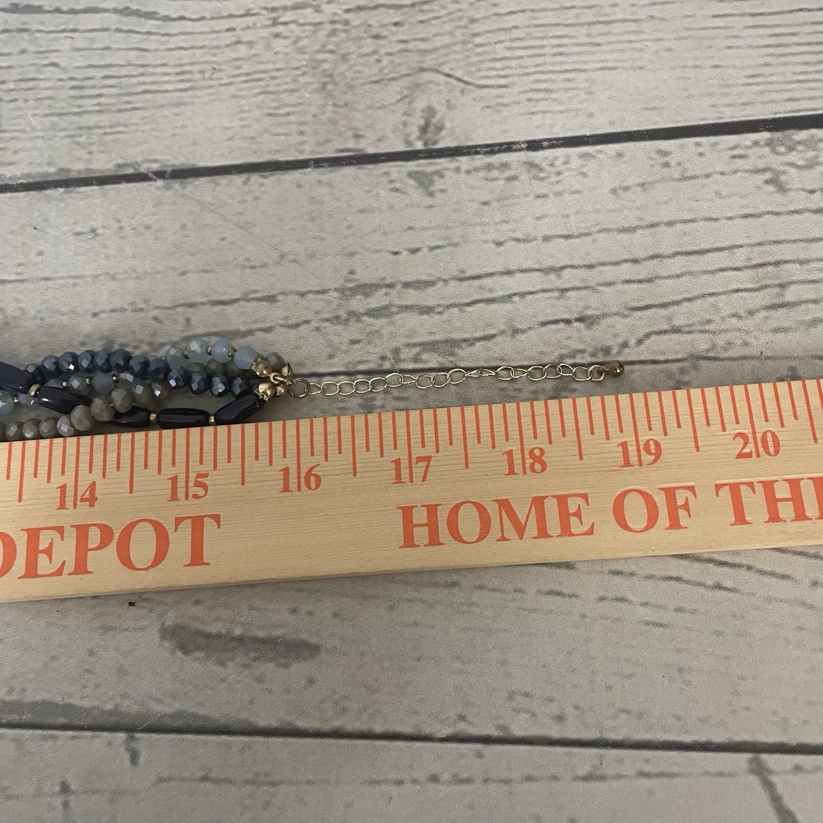 LOFT 19" Multi Strand Blue Statement Necklace Gol… - image 5