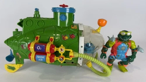 VINTAGE TMNT TEENAGE MUTANT NINJA TURTLES SUBMARINE VEHICLE ACTION FIGURE