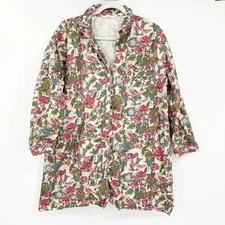 John Robshaw Womens Cottagecore Tropical Floral Button Up Sleep Shirt Size L