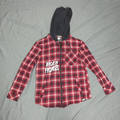 Broken Promises Plaid Zip Hoodie Jacket Love Is Lethal Size S