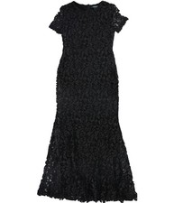 Ralph Lauren Womens Metallic Evening Gown Dress, Black, 4
