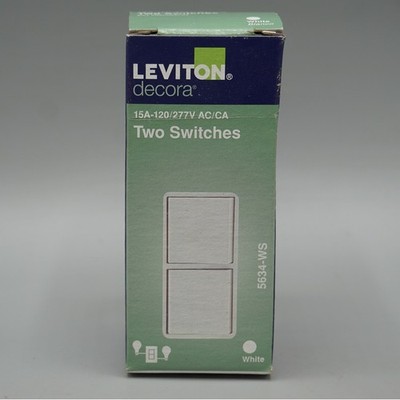 Leviton Decora 5634-WS Dual Rocker Combination Switch 15A 120/277V White