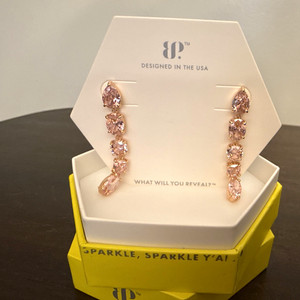 Authentic Ring Bomb Party Bringback ER86391 Rose Quartz Pink CZ Rose Gold Plated Dangle
