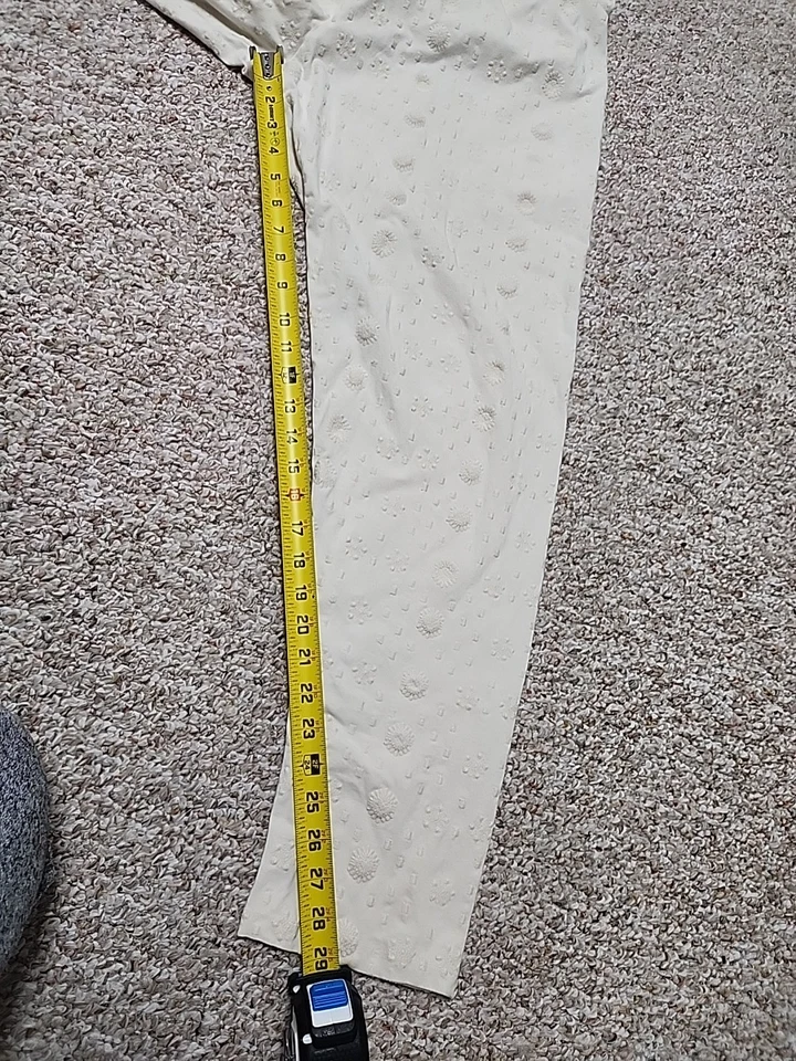 Leggings Johnny Was Bordados Floral Crema Cómodos Algodón XXL  Foto 4 de 4