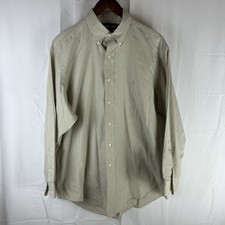 VTG Ralph Lauren Yarmouth Button Down Shirt Beige Long Sleeve Men 16 32/33