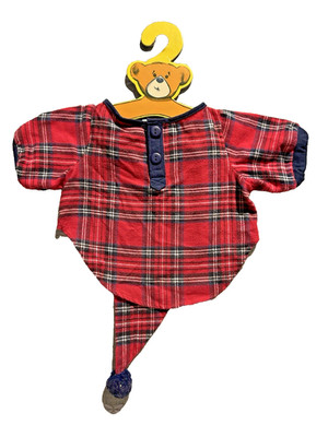 Build A Bear Workshop Nachthemd & Mütze Set rot Schottenkaro Nachtwäsche