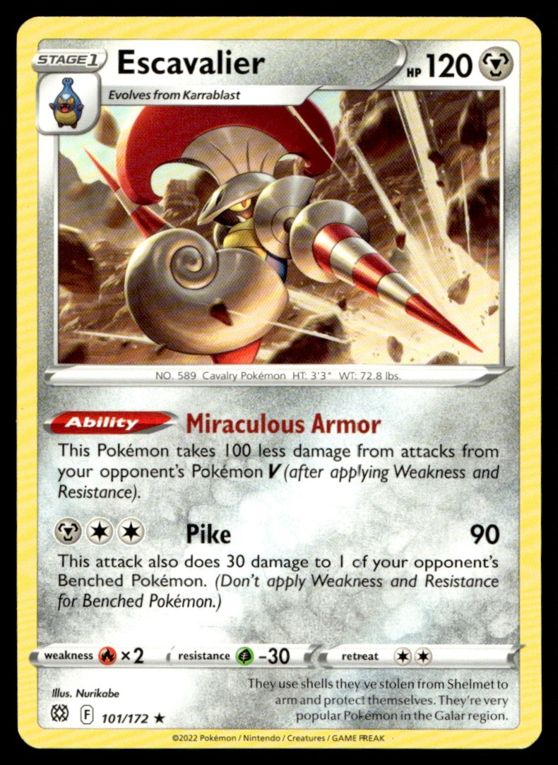 Escavalier 101/172 Rare Brilliant Stars Pokemon Moderately Played