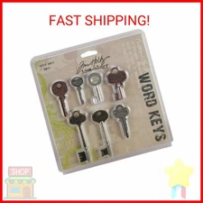 Idea-Ology Metal Word Keys 1.5 To 3 7/Pkg-Antique Nickel, Brass & Copper