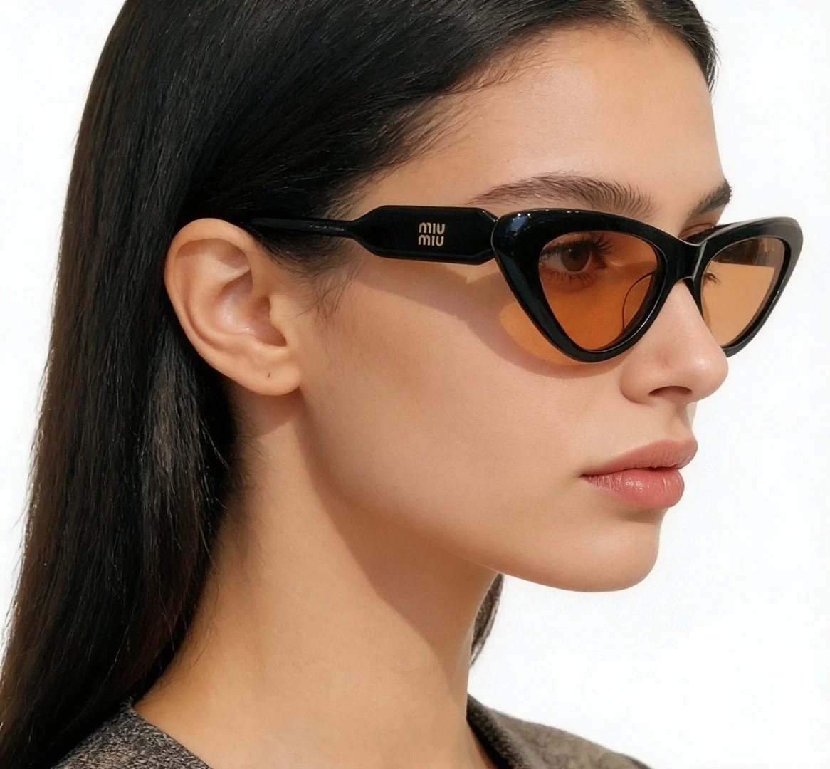 NEW MIU MIU Women\'s Sunglasses Black 59mm Brown Lens Oversized Acetate Gold Black Brown Sunglasses Miu Miu for Women for sale | eBay main image 2