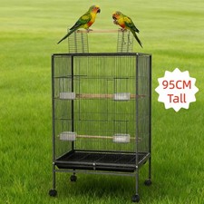 95cm Bird Cage Large Pet Cages Aviary Parrot Perch Budgie Standing Wheels
