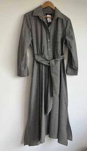 Max Mara Dress AU & UK 14 - US 12 Long Sleeve Black White Check Tie Waist - Picture 3 of 6