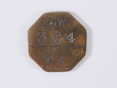Antike LNWR 364 Teile Messing Paketwagen Scheck Medaille Railwayana