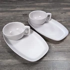 Vintage Frankoma Pottery White Soup Sandwich Set Plates Mug Cup Bowls Set of 2