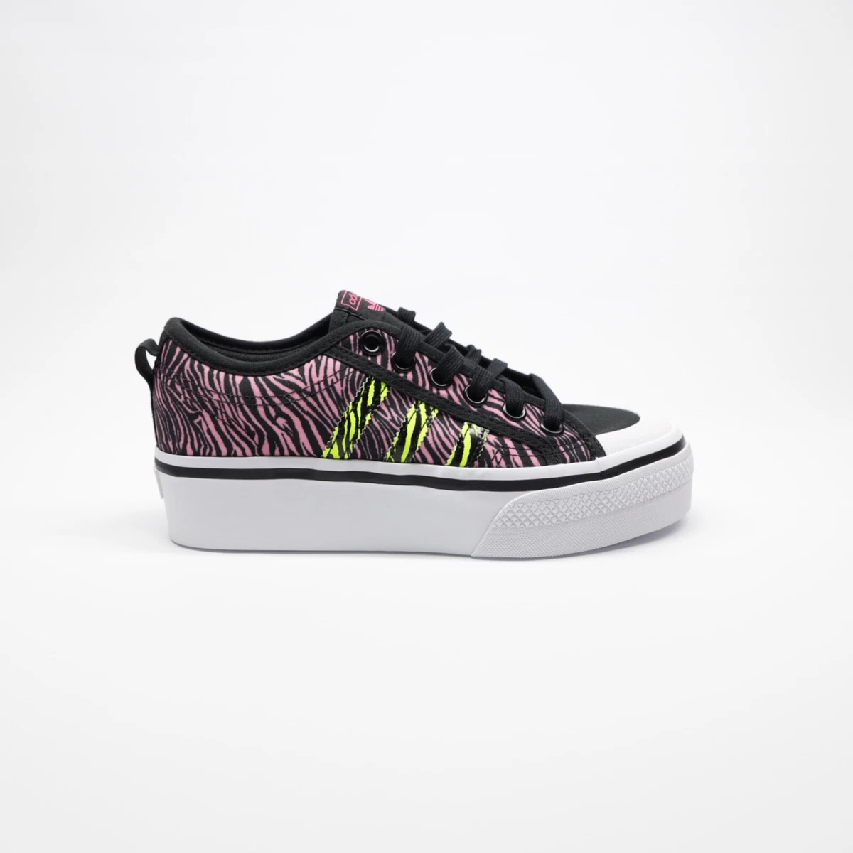 Adidas Originals Women s Nizza Platform Shoes Black Yellow Pink Size 8
