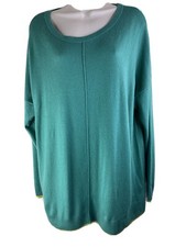 Boden Green Scoopneck Sweater Yellow Trim UK 18 US 14