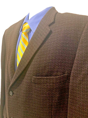 HART SCHAFFNER & MARX SILVER TRUMPETER 100% CASHMERE Drk Brown Tweed Sports Coat