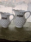Vtg Shafford Co White Hobnail Milk Glass Batter And Syrup Pitchers Japan 8165