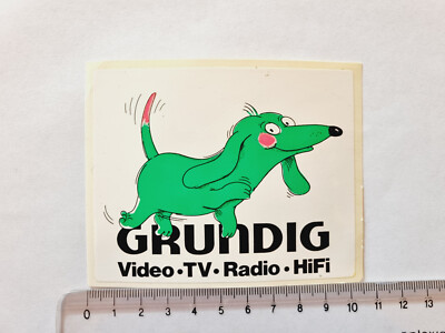 Sticker Vintage Grundig TV – Autocollant Publicitaire Années 80 – Italie