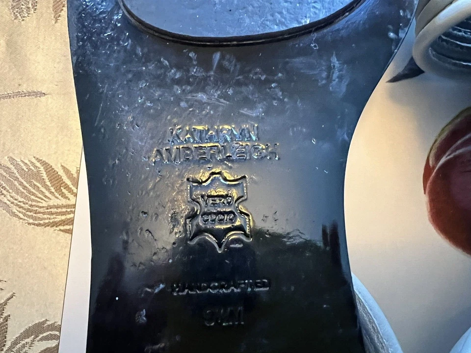 LOTE 2 SANDALIAS DE CUERO KATHRYN AMBERLEIGH CREMALLERA TRASERA GRIS BERENJENA HECHAS A MANO Foto 4 de 4