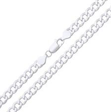 Solid 925 Sterling Silver 6mm Curb Chain Necklace - 16 18 20 22 24 26 30 inch