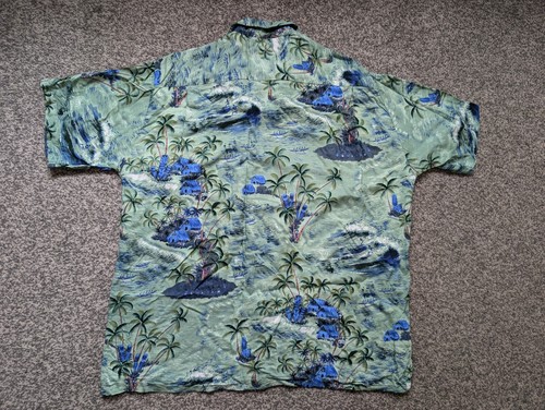 Ocean Current Shirt Adult Medium Green Hawaiian Casual Surf Outdoor Summer Mens - Picture 2 of 12