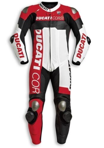 DUCATI CORSE NEW 1 & 2 PIECE MOTORBIKE MOTORCYCLE RACING COWHIDE LEATHER SUIT - Picture 1 of 7