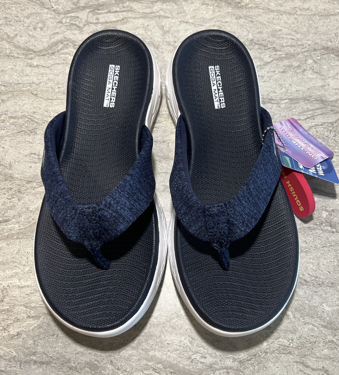 Skechers flip hotsell flops navy blue