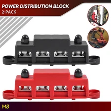 2x Bus Bar Battery Power Distribution Block 4 x M8 Terminal Positive & Negative 