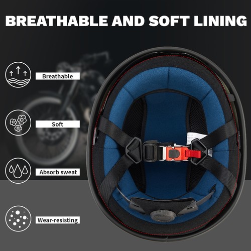 ILM Seller Refurbish Motorcycle Half Helmet Quick Release Strap Sun Visor DOT - Picture 10 of 16