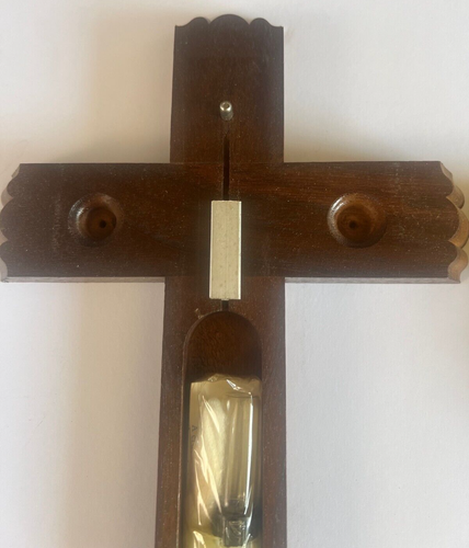 Ornate Wooden Catholic/Christian Cross/Crucifix w/Candles & w/bottle for Holy w. - Picture 2 of 7