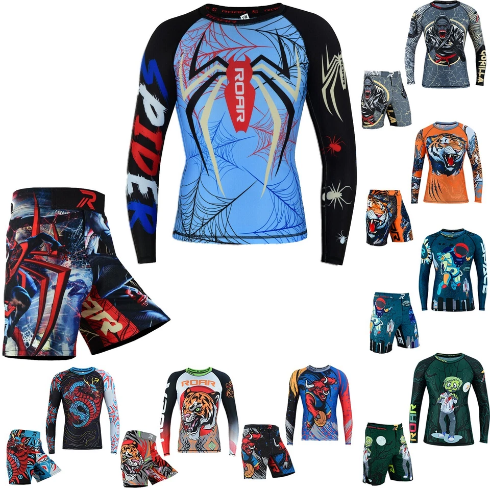 Conjunto de pantalones cortos KOYES MMA Erupciones y BJJ para niños entrenamiento de lucha ropa de agarre Foto 4 de 4