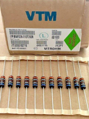 50 Stück VTM BWF236-010T390R Widerstand - Axial - 390 Ohm 10% 1.5W 400ppm