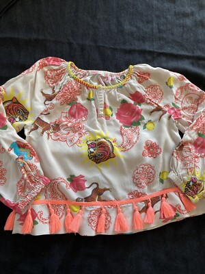 Billieblush NWOT Dancer Tiger Paisley Tassel Viscose Top - 5 (108cm)