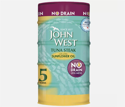John West Thunfischsteak mit Sonnenblumenöl, ohne Abfluss, 5er Set Dosen x110g