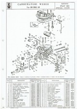 Fiat 850 Special Coupe Weber 30 Dic 10 Carb. Parts List Bulletin I Text
